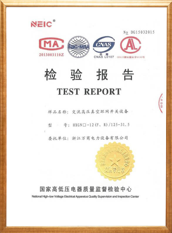 HXGN□-12交流高壓真空環(huán)網(wǎng)開關(guān)設(shè)備檢驗(yàn)報告